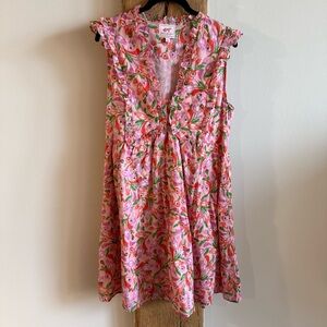 BANJANAN SIZE LARGE PINK BLOOM ELLIAN LINED DRESS